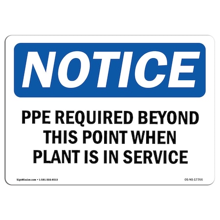 Signmission OSHA, PPE Required Beyond This Point When Plant, 5in X 3.5in, 10PK, 5" W, 3.5" H, Landscape, PK10 OS-NS-D-35-L-17766-10PK